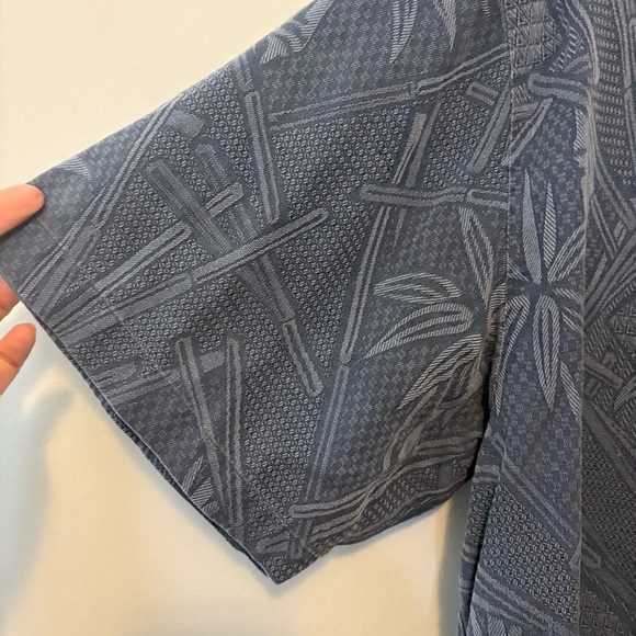 Jamaica Jaxx Men’s Silk Shirt XL Blue Palm Bamboo Pattern - Picture 5 of 10